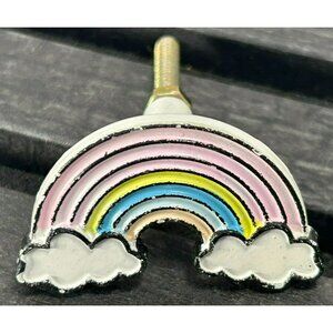 Set Of 6 Multicolor Rainbow Drawer Pulls With Clouds Metal Construction Decorati